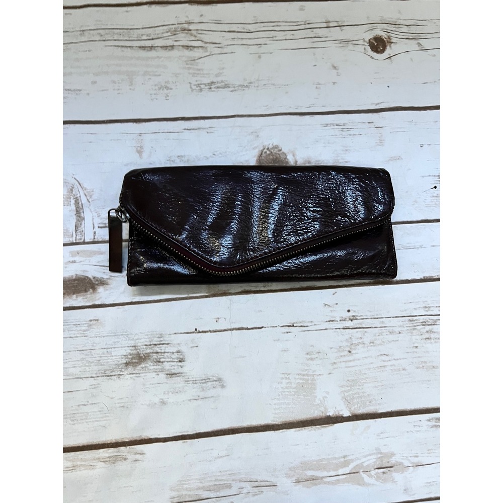 Hobo Lauren Wallet Burgundy Patent Leather Clutch Organizer OS